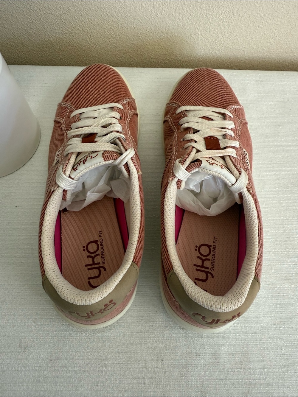 New RYKA Classic Women's Sneakers in Dusty Rose Canvas and Cream - Picture 8 of 10